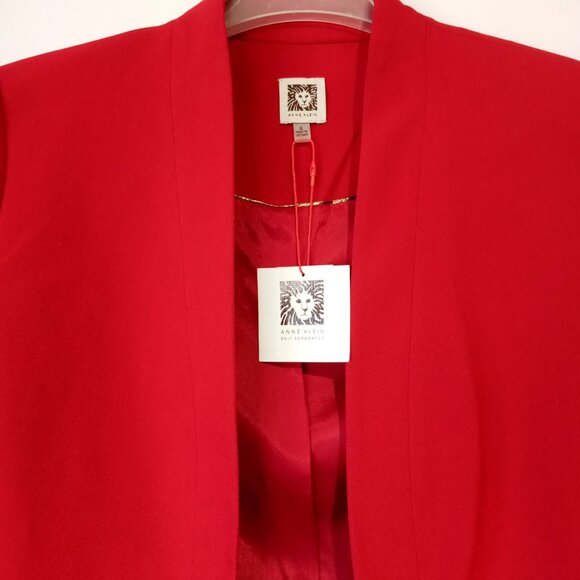 Anne Klein Titian Red Suit Blazer/Jacket   3 sizes avail  6 10 14 Open-Front NWT - Picture 2 of 12